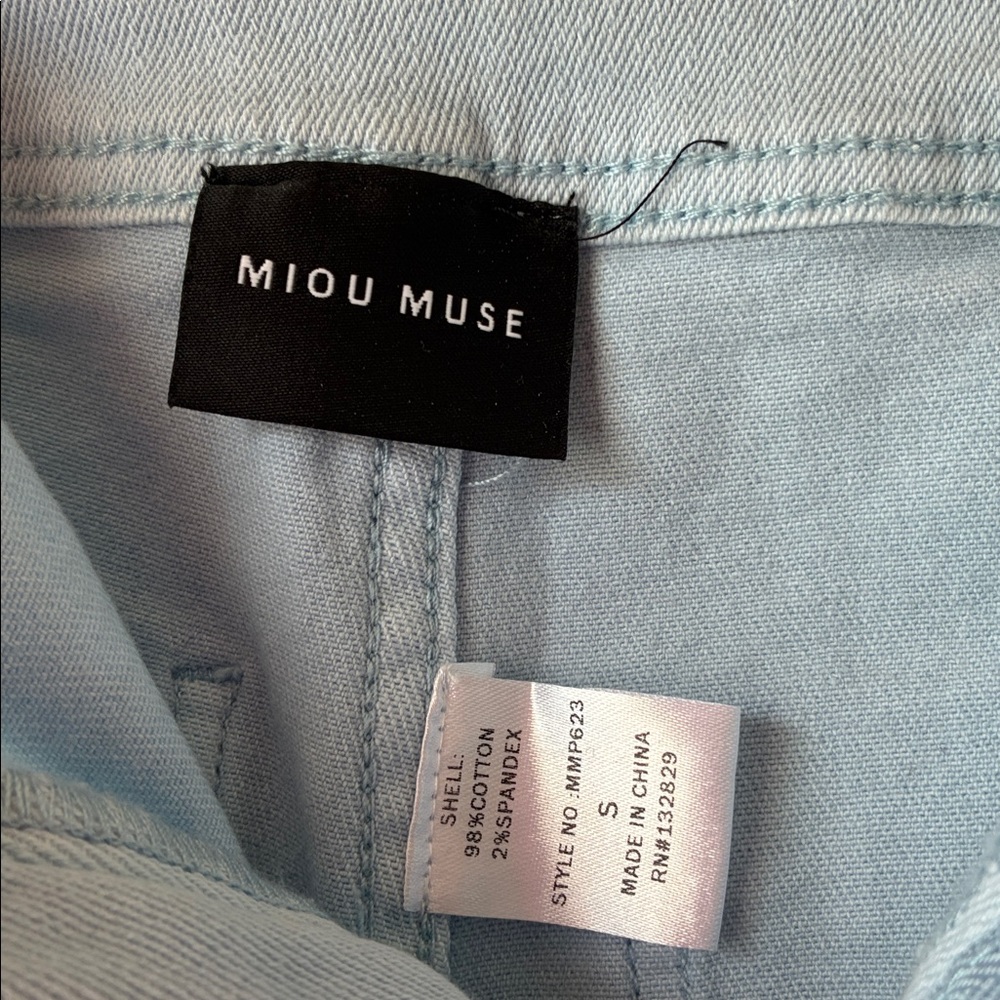 Miou Muse Straight Wide Leg Denim Pants Light Wash Blue Size S/4-6 NWOT - Picture 6 of 12